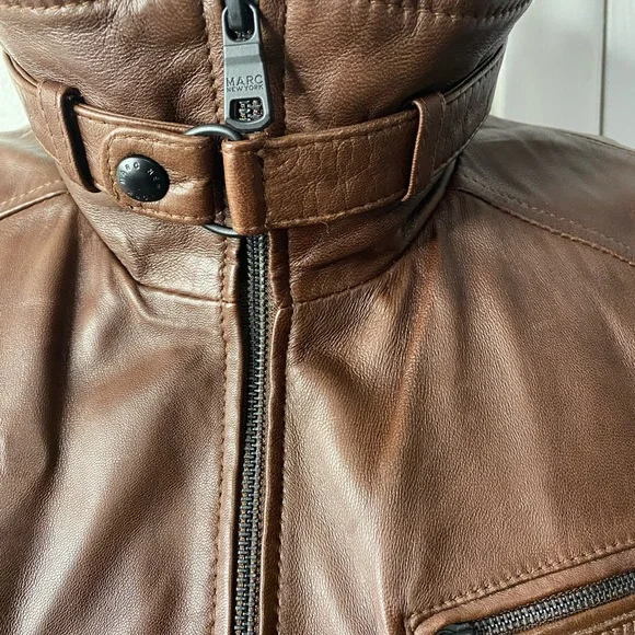 Marc New York By Andrew Mark Brown Real Soft Leather Jacket - Picture 5 of 16